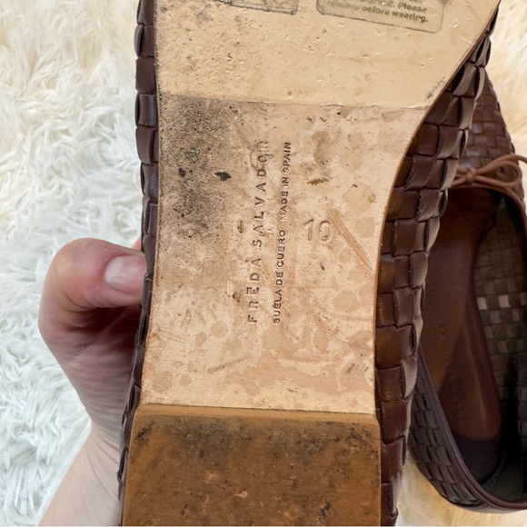 Freda Salvador Jada woven leather brown flats with bow detail size 10 women - Picture 11 of 11